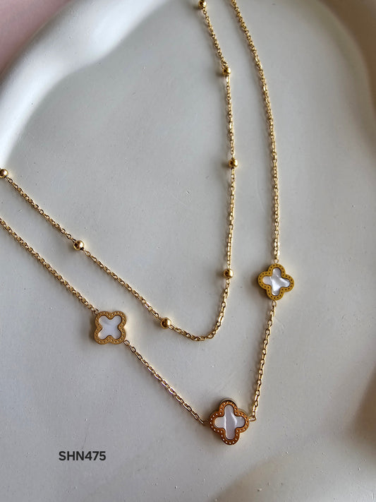 Stone Clover Charm Necklace