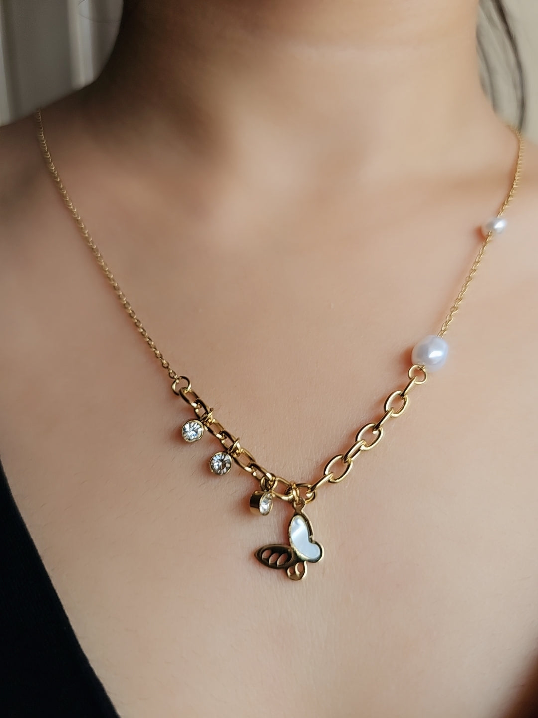 Butterfly Pearl Charm