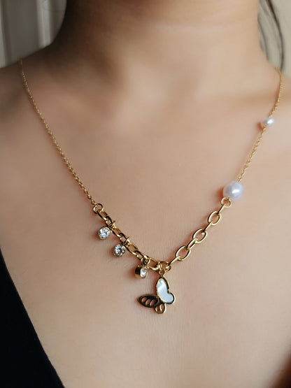Butterfly Pearl Charm