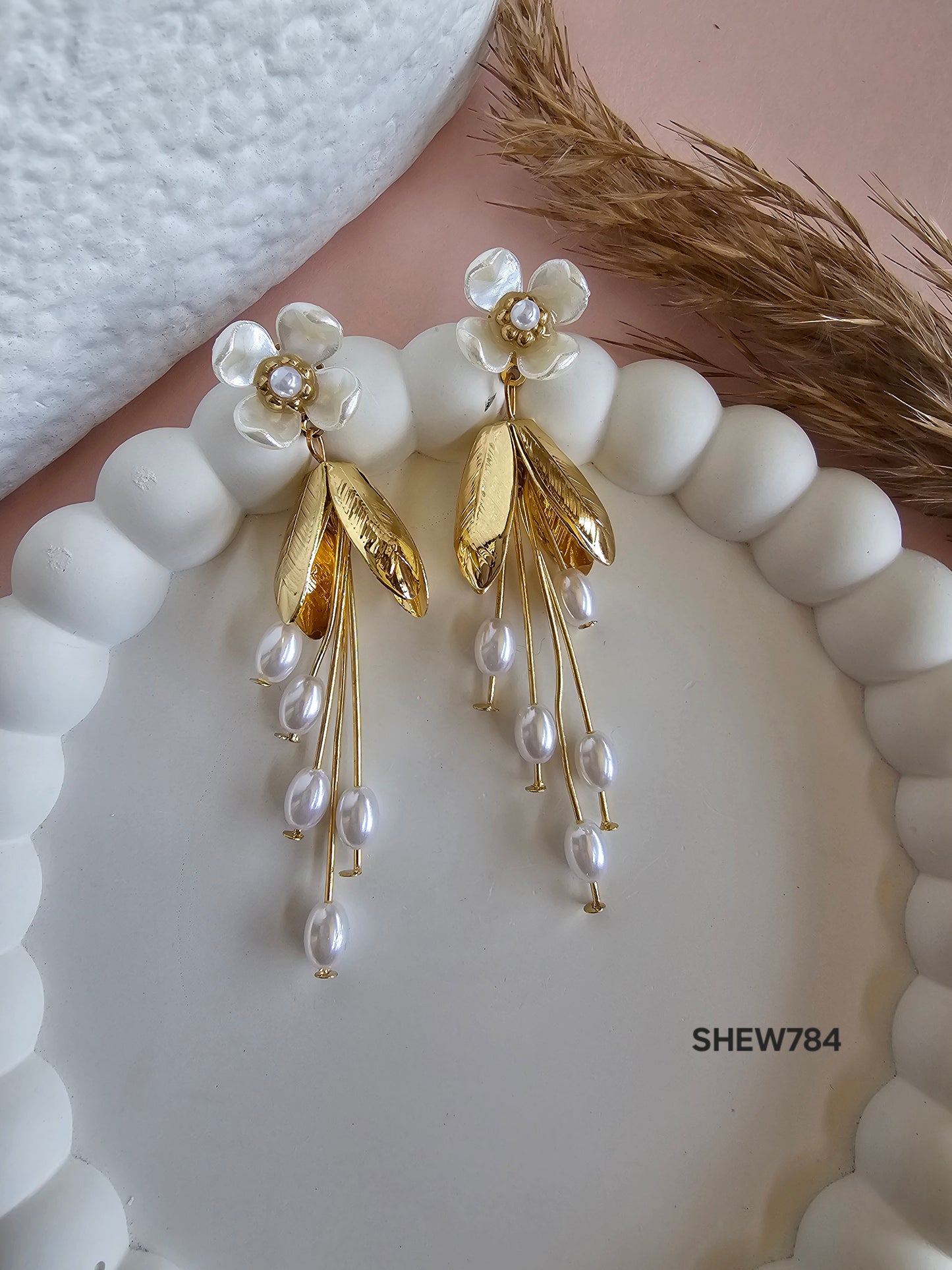 Petal Pearl Drop Earrings