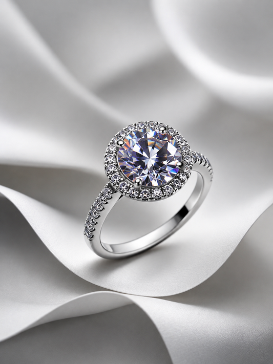 Crystal Halo Round-Cut Ring