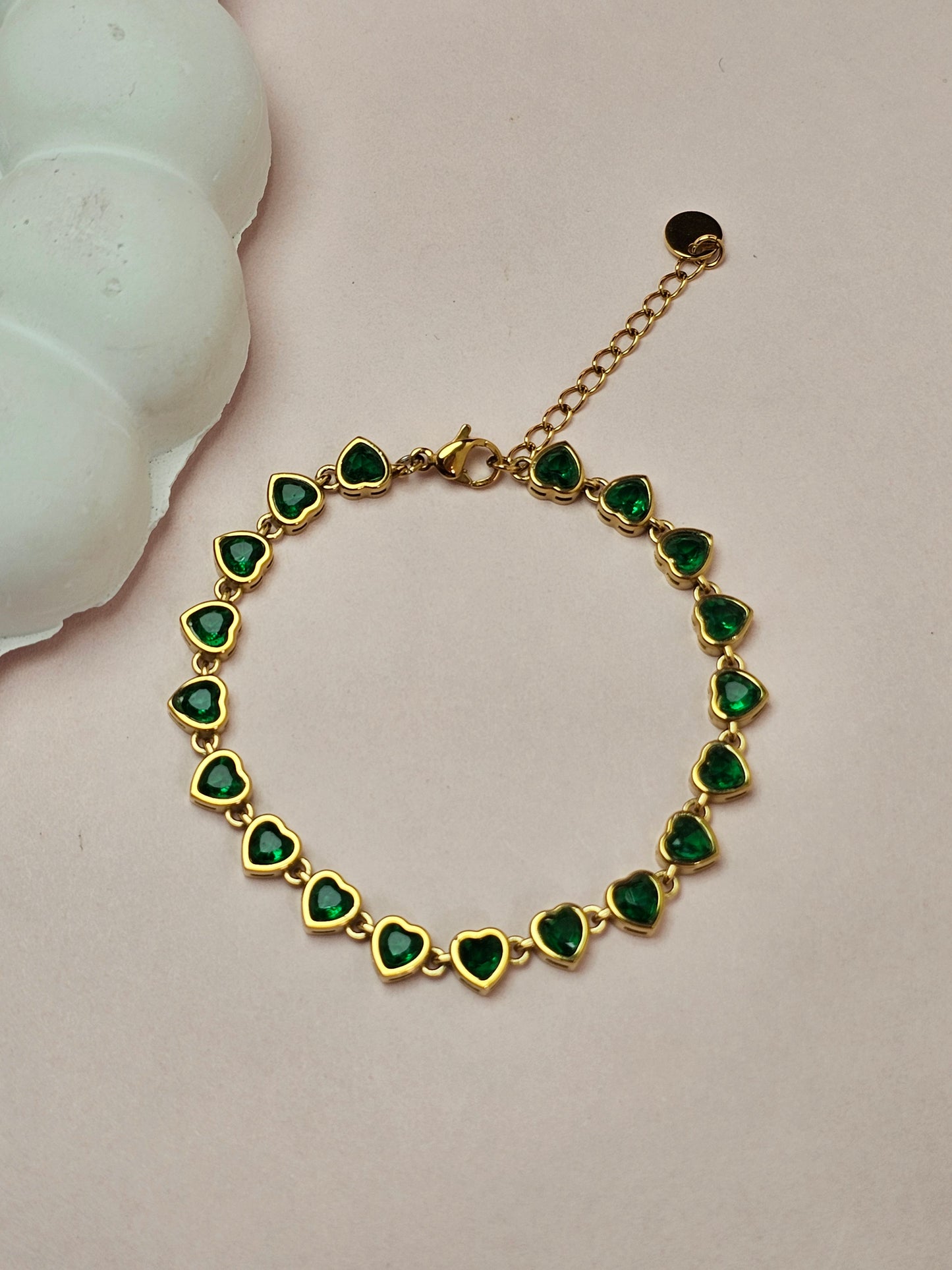 Emerald Green Heart Tennis Bracelet