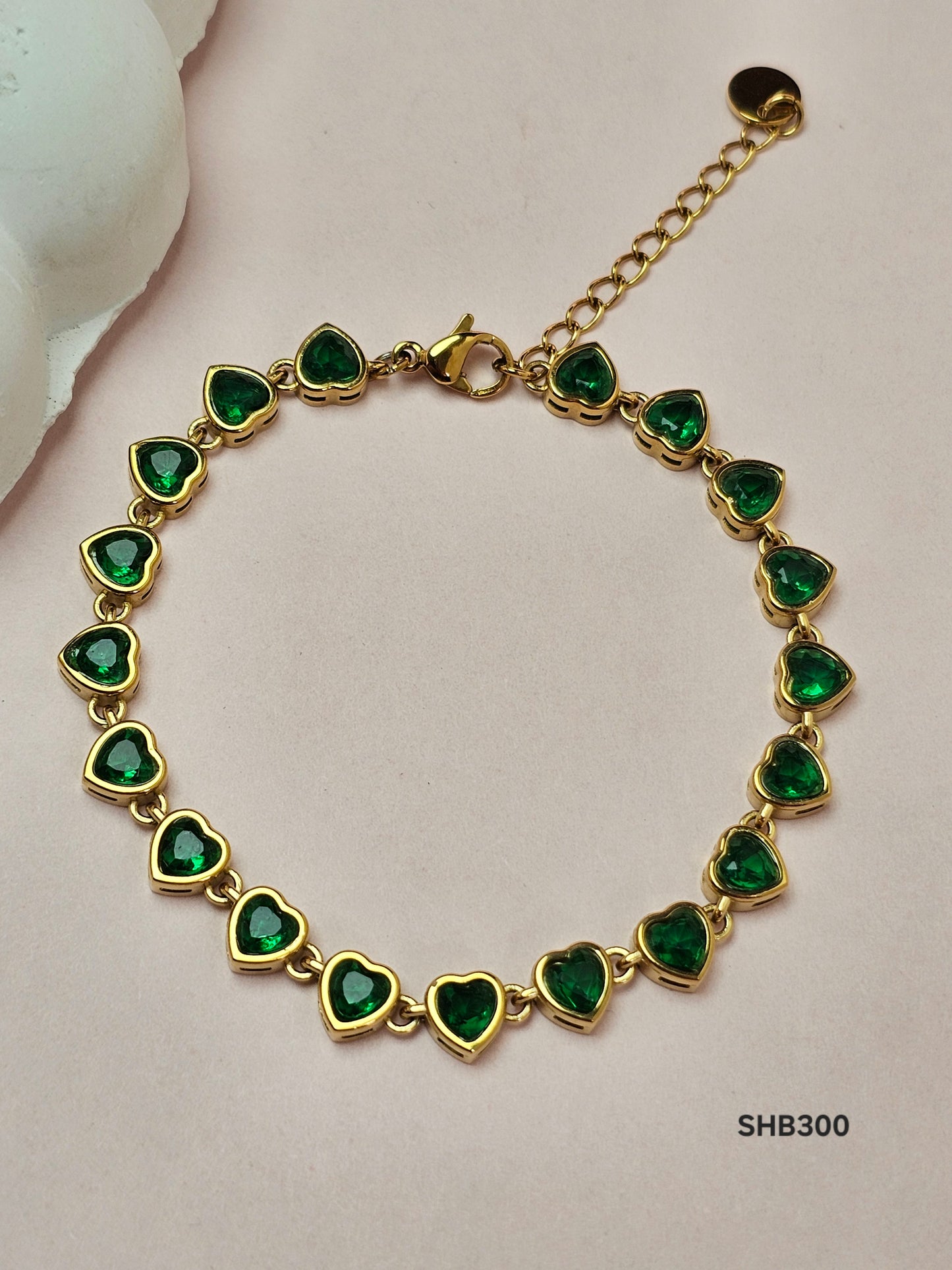 Emerald Green Heart Tennis Bracelet