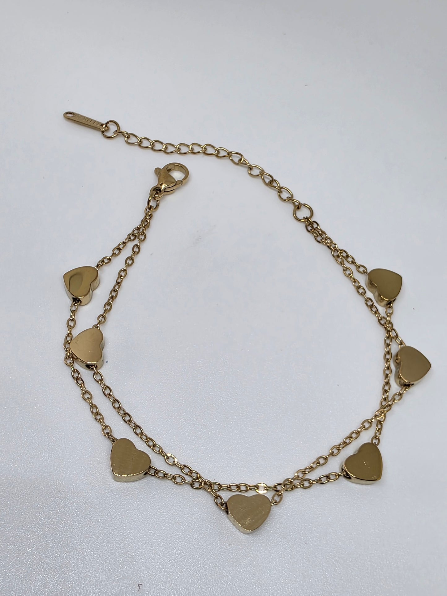 Minimalist Layered Heart Charm Bracelet