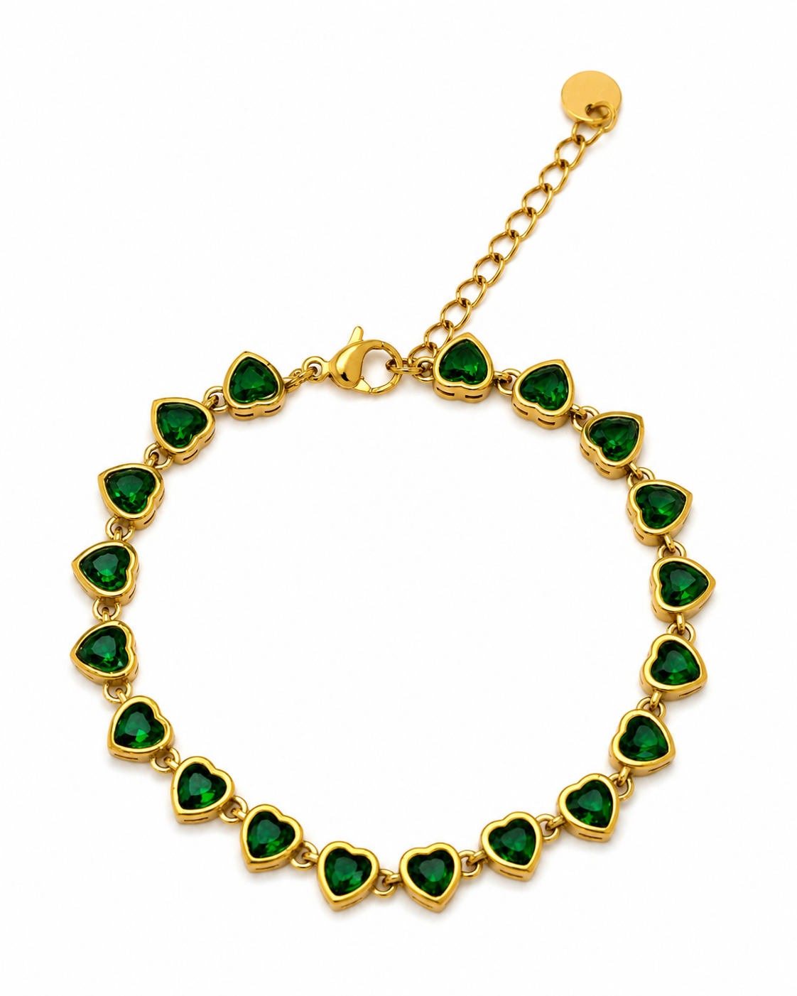 Emerald Green Heart Tennis Bracelet
