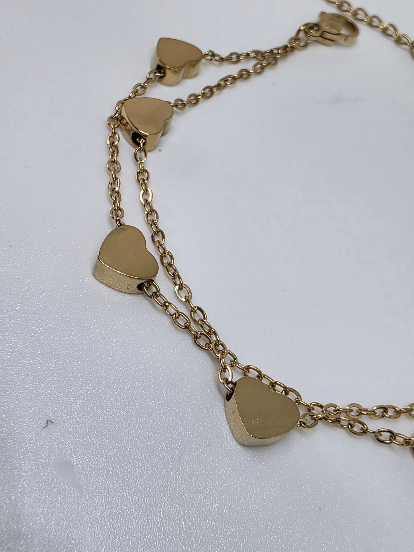 Minimalist Layered Heart Charm Bracelet