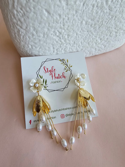 Petal Pearl Drop Earrings