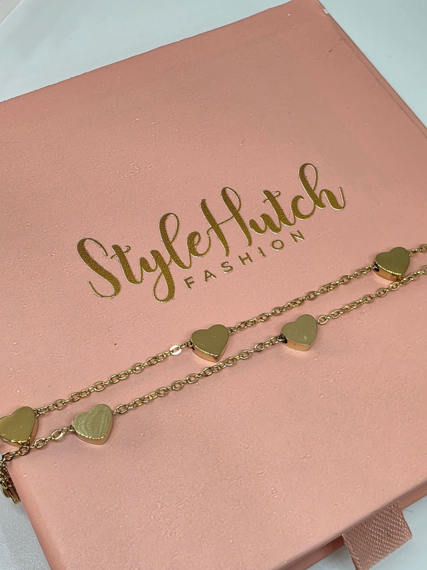 Minimalist Layered Heart Charm Bracelet