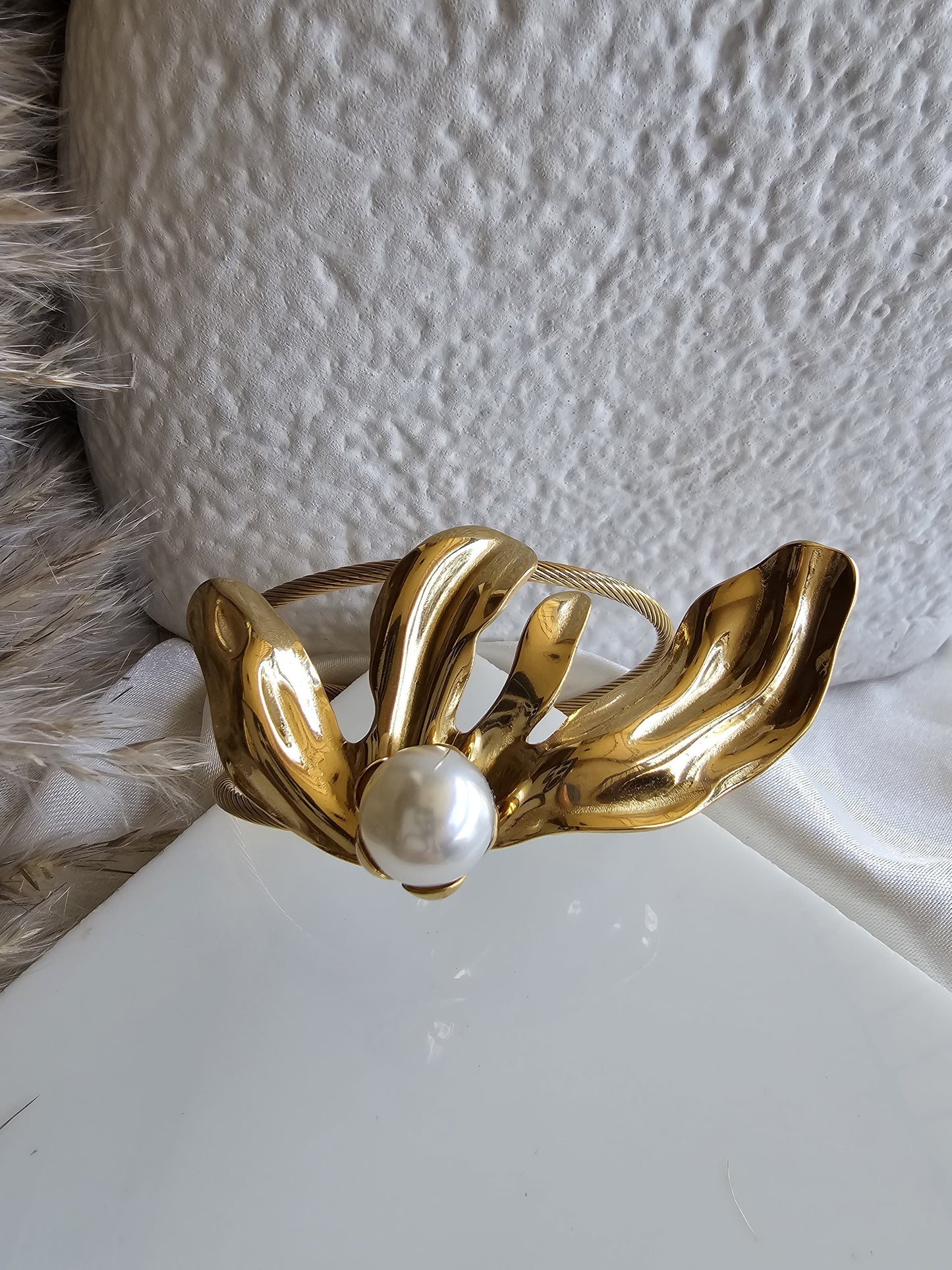 Golden Bloom Pearl Cuff