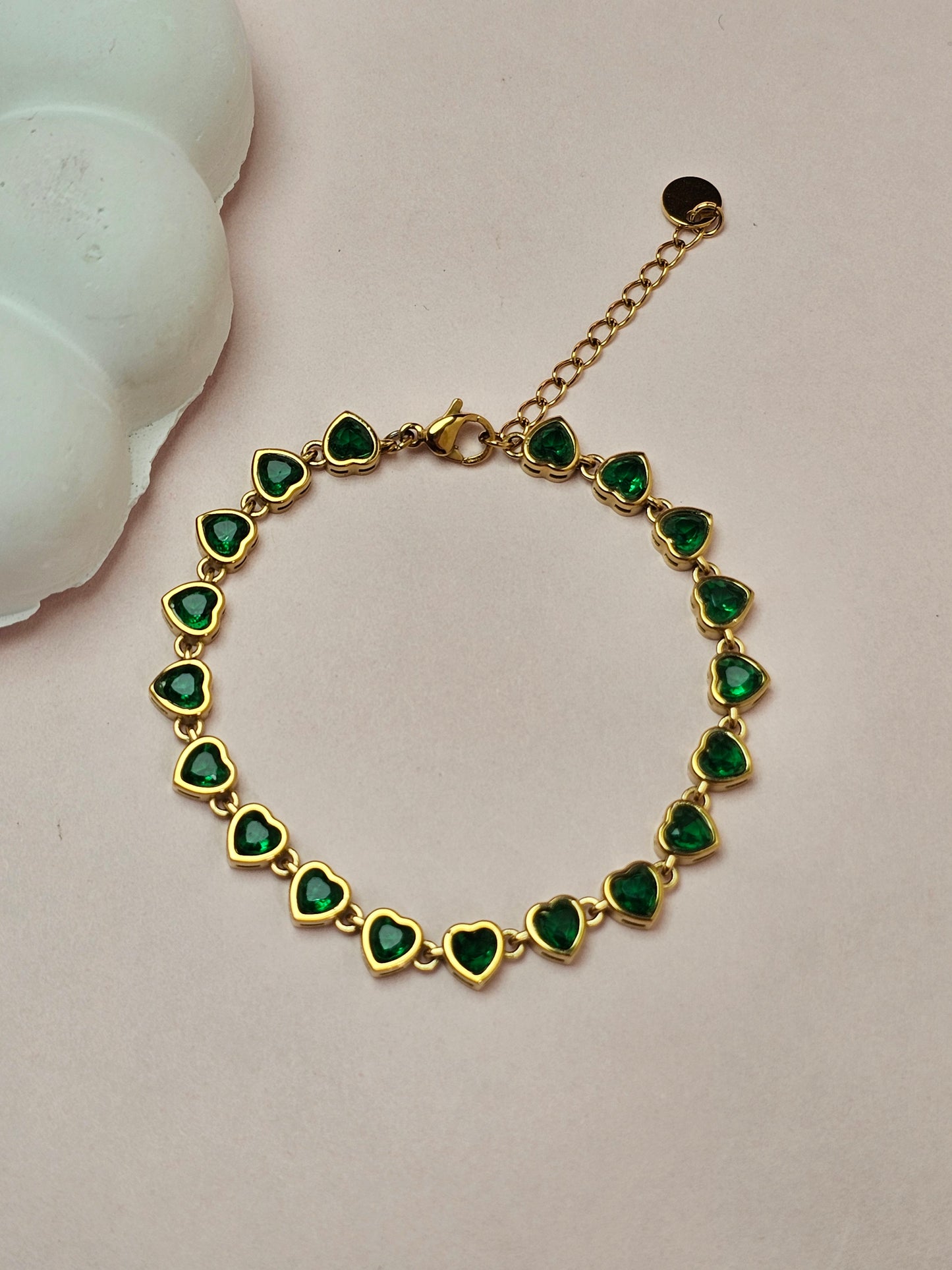 Emerald Green Heart Tennis Bracelet