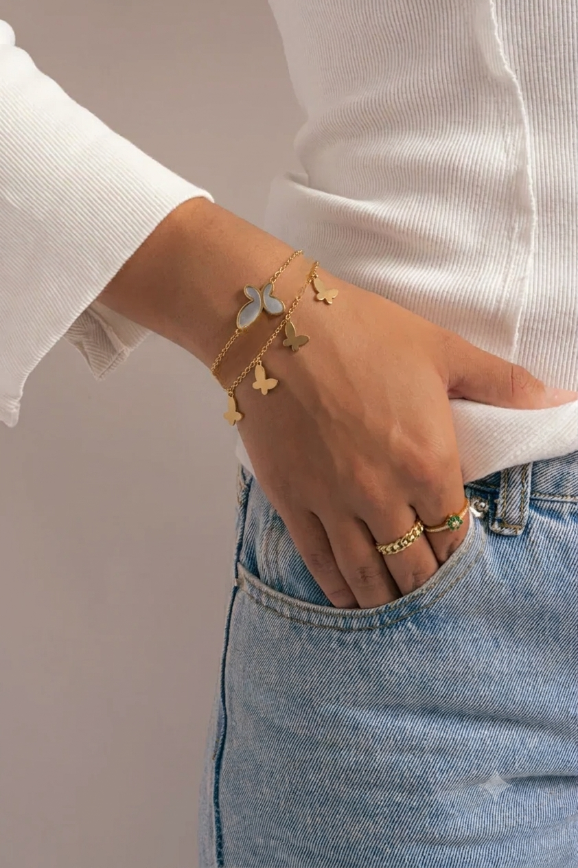 The Fluttering Grace Double-Layer Butterfly Bracelet