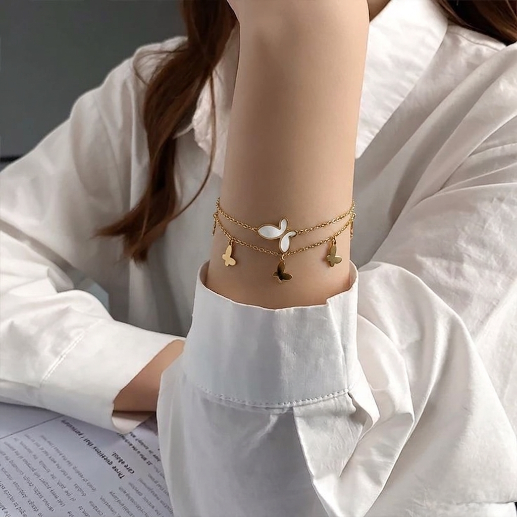 The Fluttering Grace Double-Layer Butterfly Bracelet