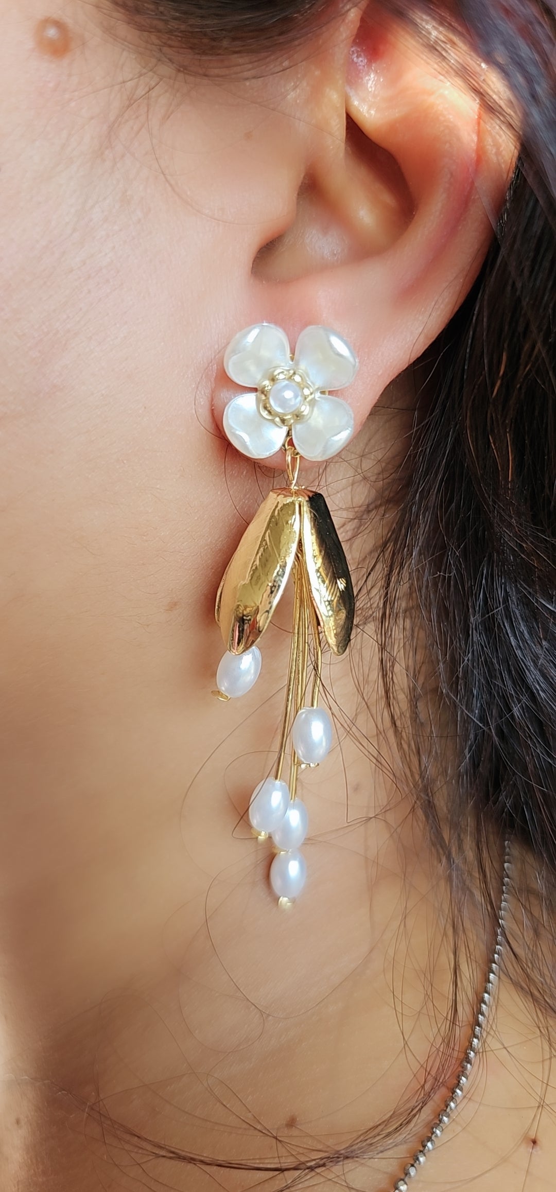 Petal Pearl Drop Earrings